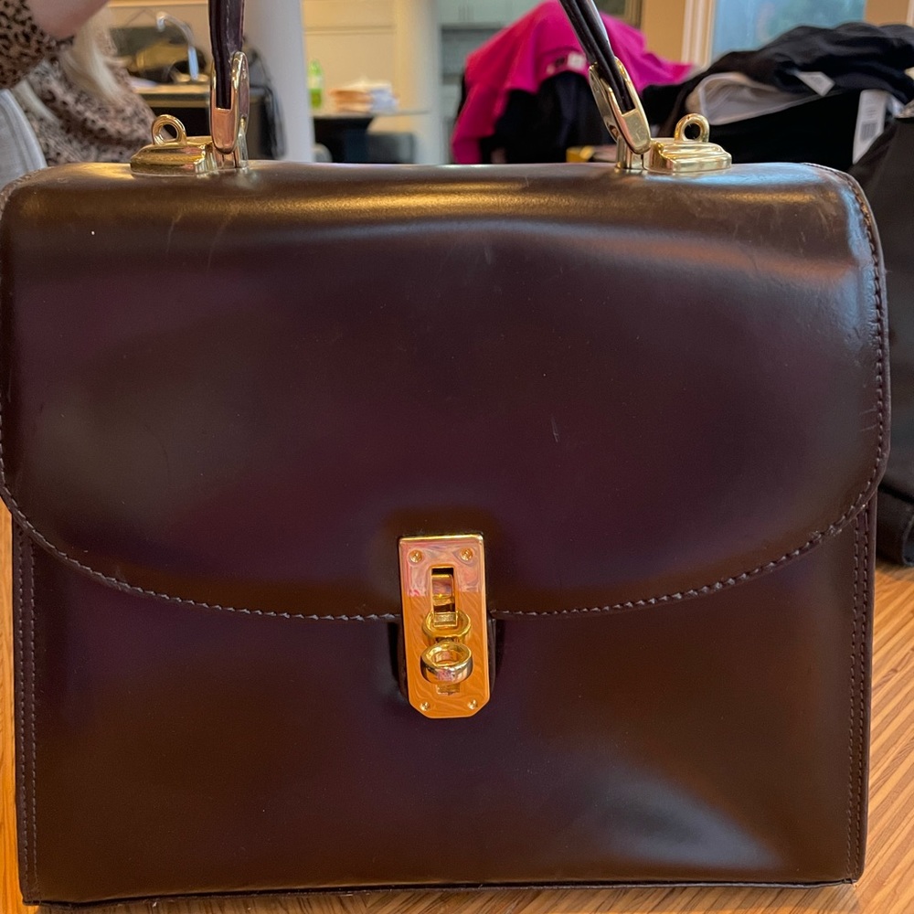 Antonio Scepi Leather Handbag Brown Top Handle